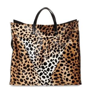 CLARE V. GENUINE CALF HAIR CHEETAH PRINT TOTE -